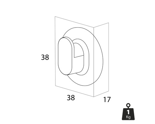 Masse einer Wandhaken Darstellung