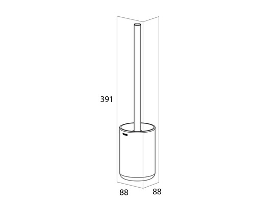 Technische Zeichnung einer Toilettenbürste mit den Massen 391 mm Höhe und 88 mm Durchmesser.