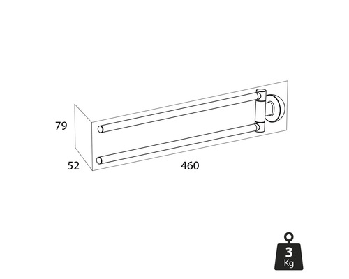 Schéma technique porte-serviettes avec dimensions