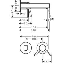 Schéma technique d''un robinet avec indications de mesure
