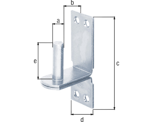 Metallwinkel mit Stift und Massangaben