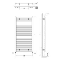 SCHULTE Badheizkörper München 1215 x 600 mm alpinweiss Anschluss Beidseitig unten
