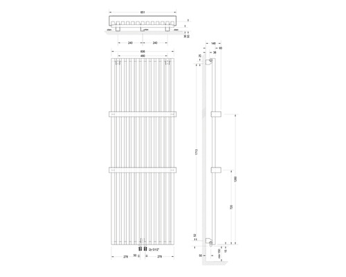 Dessin technique d''un radiateur avec dimensions