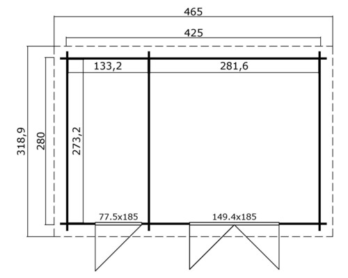 Plan d''un abri de jardin avec indications de mesure