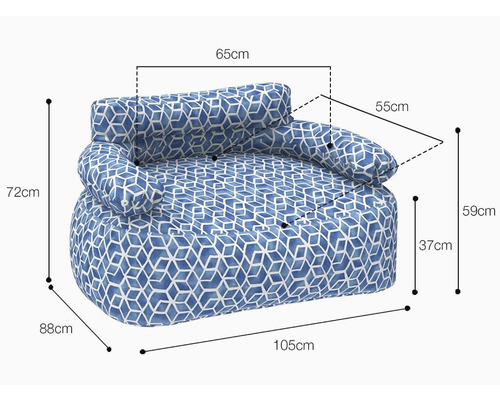 Sessel mit Muster und Maßangaben