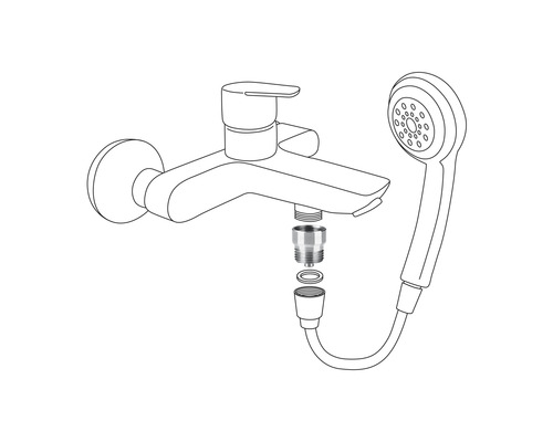 Armatur mit Brausekopf und Adapter für den Wasserhahn