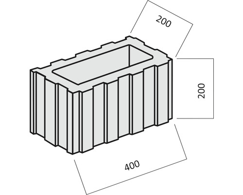 Hohlblockstein mit den Maßen 400 x 200 x 200 mm
