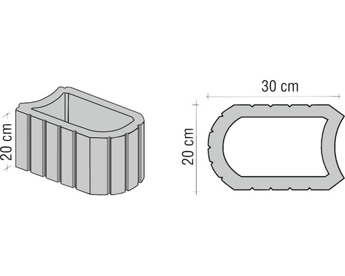 Illustration d''un bac à plantes mesurant 20 x 30 centimètres.