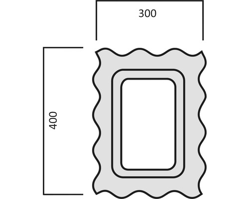 Croquis coté avec des dimensions de 300 sur 400