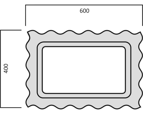 Skizze eines rechteckigen Profils mit den Maßen 600 mal 400