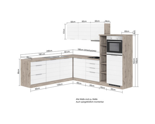 Cuisine avec dimensions pour la planification et l''installation