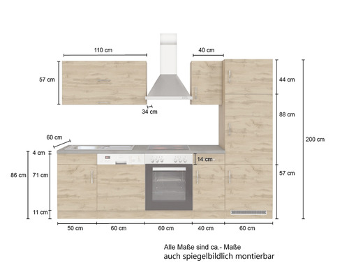 Cuisine linéaire avec dimensions