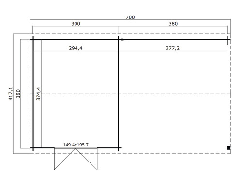 Plan d''un abri de jardin avec indications de mesure