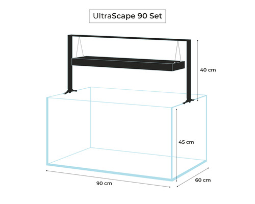 Ensemble UltraScape 90 Aquarium avec éclairage, dimensions 90x60x45 cm
