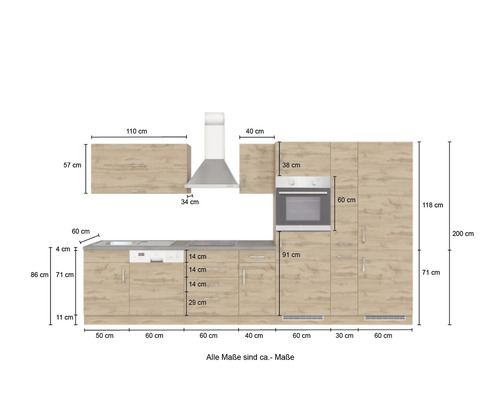 Cuisine équipée avec dimensions