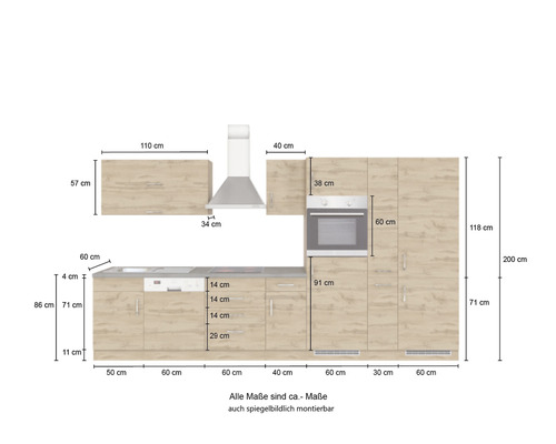 Cuisine équipée avec dimensions