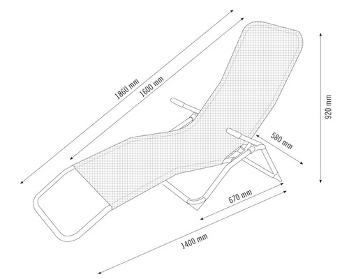 Schéma d''une chaise longue avec dimensions