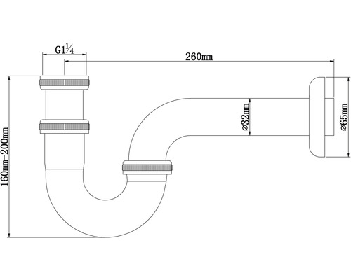Schéma d''un siphon avec indications de taille