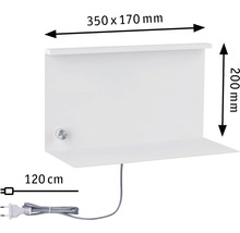 Étagère murale blanche de dimensions 350 x 170 x 200 millimètres et cordon d''alimentation de 120 centimètres