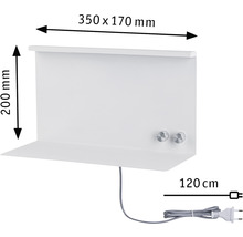 Sèche-serviettes blanc mesurant 350 x 170 x 200 mm et câble de 120 cm de long
