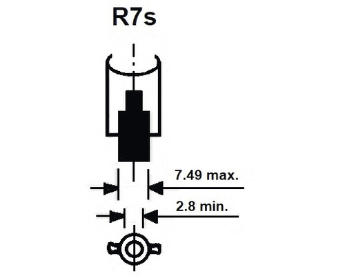 R7s Leuchtmittel Maßangaben