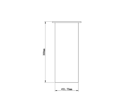 Technische Zeichnung eines Zylinders mit den Massen 300 mm Höhe und 31,75 mm Durchmesser