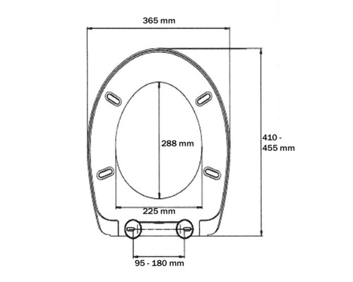 Dessin technique d''un siège de WC avec indications de dimensions