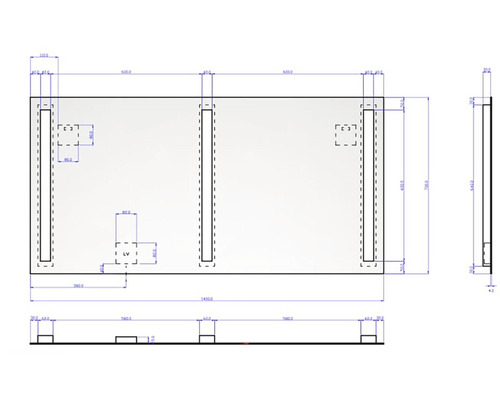 Dessin technique d''un miroir avec des mesures