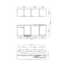 Cuisine complète avec appareils Flex Well Varo 210 cm couleur de façade blanc - couleur du corps blanc 00011937 00011938