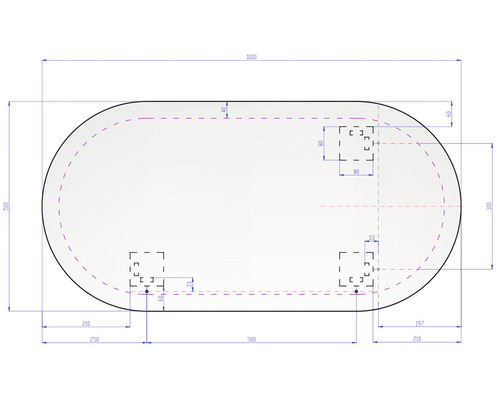Dessin technique d''un plateau de table avec dimensions