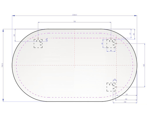 Dessin d''un plateau de table avec dimensions