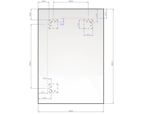 Dessin technique d''une plaque avec indications de dimensions