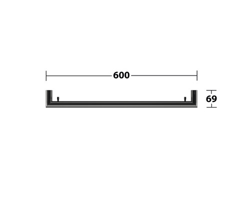Handtuchhalter mit Maßangaben: 600 und 69