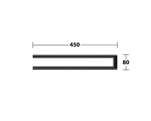 Abmessungen eines Handtuchhalters: 450 x 80 Millimeter