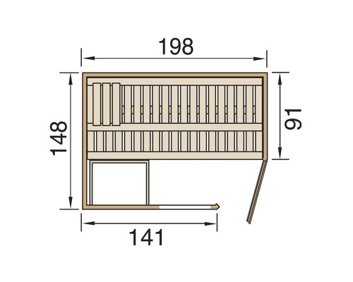Dessin technique d''un sauna avec les dimensions