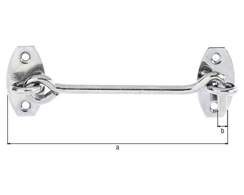 Loquet de porte avec œillets de fixation et indications de mesure