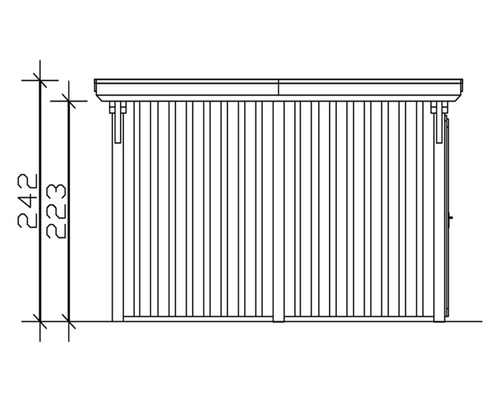 Illustration eines Gerätehauses mit Höhenangabe