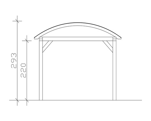 Schéma technique d''un carport avec indications de mesure