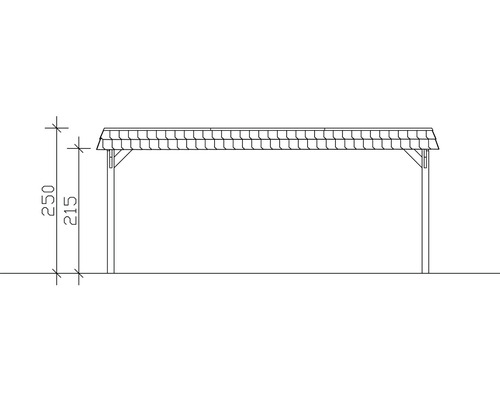 Zeichnung eines Carports mit Maßangaben 250 und 215