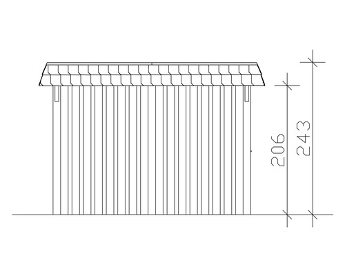 Dessin technique d''un abri de jardin avec dimensions