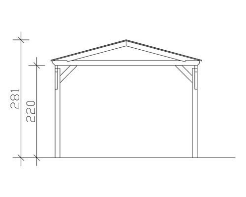 Dessin technique d''un carport avec indication de la hauteur