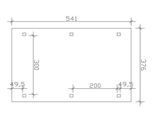 Dessin technique avec dimensions d''une plaque : longueur 541 mm, largeur 376 mm