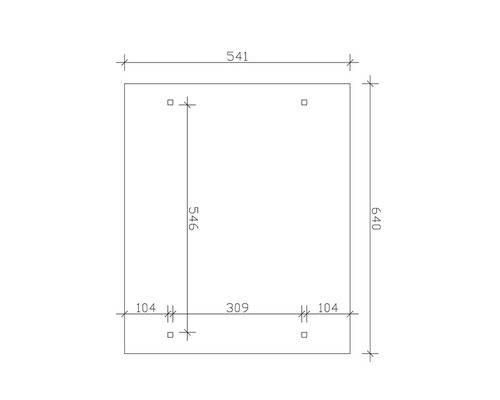 Dessin technique avec dimensions : largeur 541 millimètres, hauteur 640 millimètres