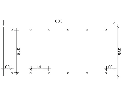 Schéma technique avec dimensions : longueur 893, largeur 396, hauteur 342