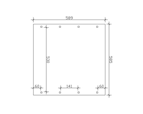Dessin technique avec dimensions pour un carré avec trous de forage