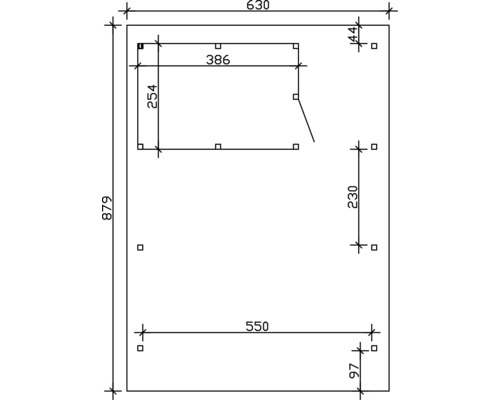 Technische Zeichnung mit Maßangaben