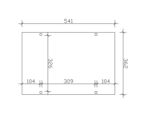 Dessin technique avec les dimensions 541, 362, 326 et 104