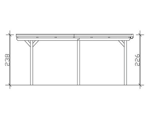 Schéma technique d''un double carport avec dimensions