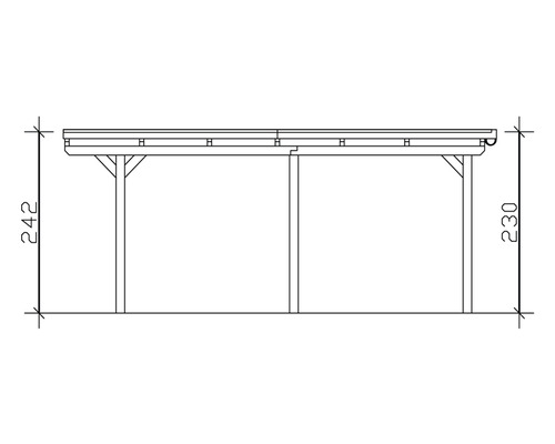 Schéma d''un carport double avec indications de hauteur
