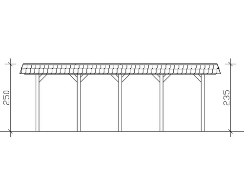 Schéma technique d''un abri de voiture avec dimensions